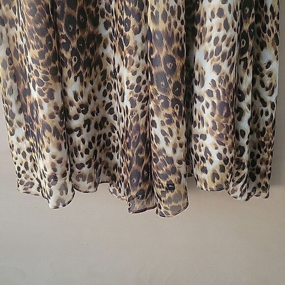 NEW Naven Leopard S M Modest Flowy Long A Line Chiffon Sheer Flare Maxi Skirt - Picture 5 of 12